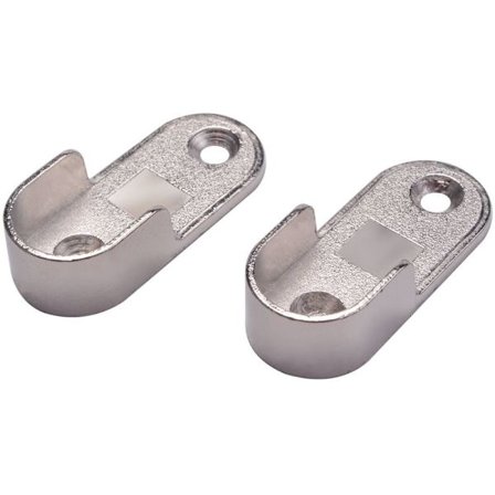 Oval Garderobe Hængende Skinne Stang Ende Beslag Støtte Sølv Tone Par