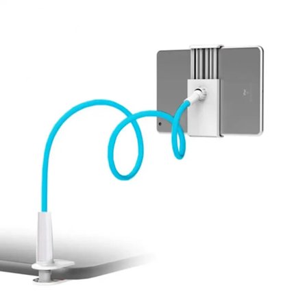 Flexibel telefonhållare med lång arm, 360 graders rotation, fästklämma för mobiltelefon, belyst, surfplatta, ~04949