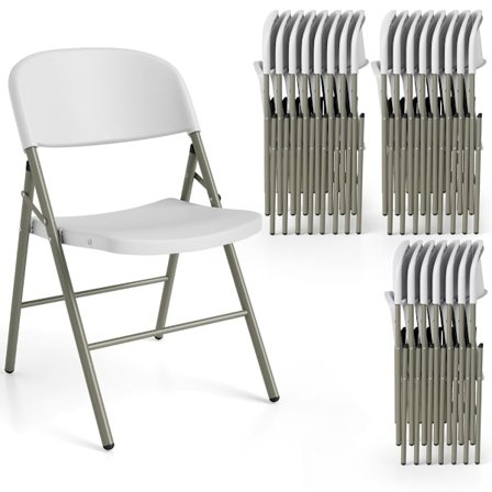 6-pak klapstole, metal og plastik, 150 kg kapacitet, hvid