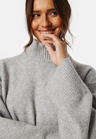 BUBBLEROOM Betina Turtleneck Sweater Grey melange Klær