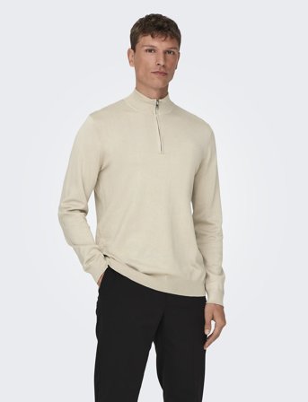 ONLY & SONS Onswyler Life Reg 14 Half Zip Knit Noos - Cream - XS