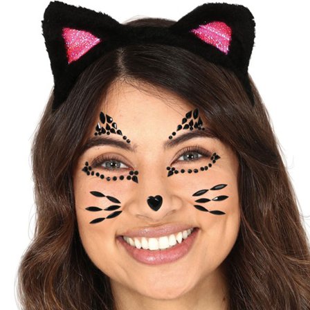 Kissa Face Jewels Musta