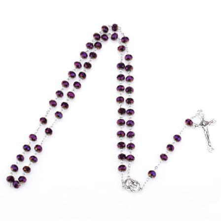 Lila kristallpärlor Rosenkranshalsband katolska heliga landet Baby Christian Jesus