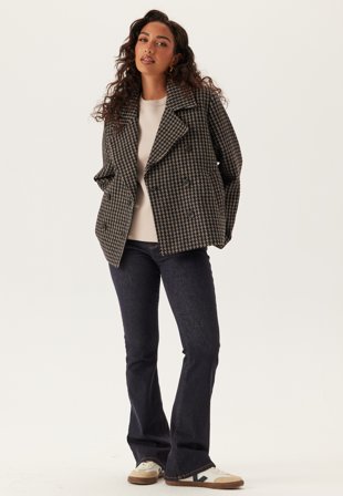 Object Collectors Item - Objkeily Short Jacket - Black/CHECKS:MOREL/WHITE SANDH - Kläder - - Bubbleroom