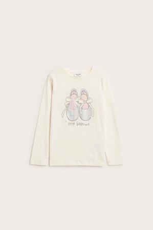 Kappahl | Långärmad topp med tryck | Offwhite