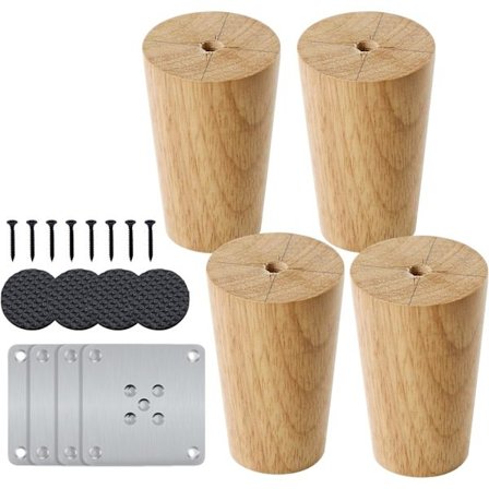 Treben til møbler i tre, 8 cm massive, koniske sofabein i tre, erstatning for møbelføtter, skapføtter, naturlige massive treføtter til skap med 