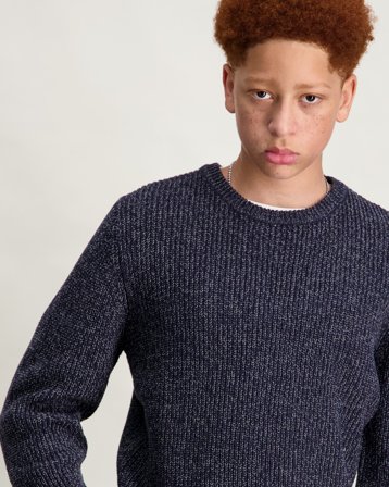 Grunt GRTone LS Crew Knit Blå Genser Gutt - Kids Brand Store
