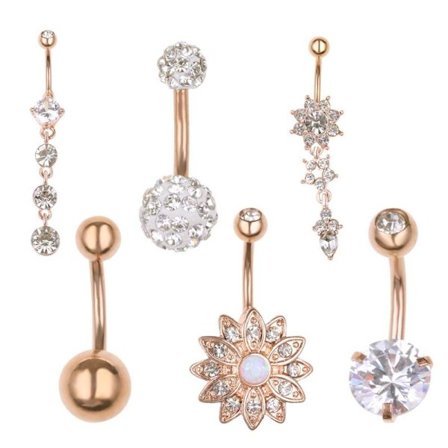 Navlepiercinger 6 stk. / sæt