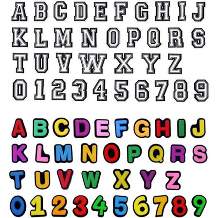 73 st PVC Sko Berlocker, Färgglada Bokstäver och Siffror, för Armband och Bangles, Siffror 0-9, Bokstav A-Z