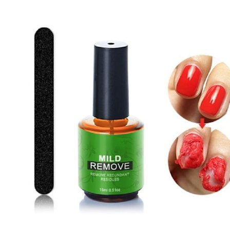 15ml Nagel Gel Polish Remover Soak Off Primer Akryl Rengöring Avfettare med Nagel Fils Set