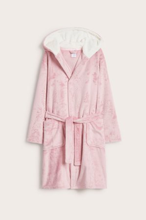 Kappahl | Morgonrock i fleece | Ljusrosa