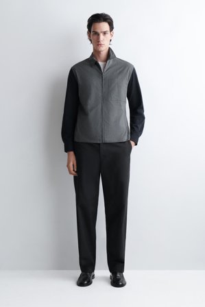 COS Homme Veste Harrington À Carreaux Et Panneaux En Jersey Jacket in Bleu