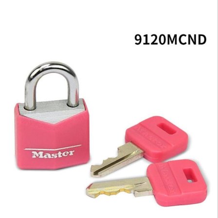 Lås med rosa aluminiumhölje, nyckelstyrt hänglås med stålskena, lås för gym- eller skolskåp med 40 mm låskropp