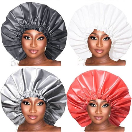 Althee Stor Brusehætte til Kvinder, Genanvendelig og Vandtæt. 2-pak Justerbare Brusehætter til Badehår