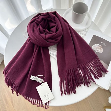 Enfärgad cashmere scarf sjal dam vinter exklusiv mångsidig 250g höst och vinter ny varm scarf
