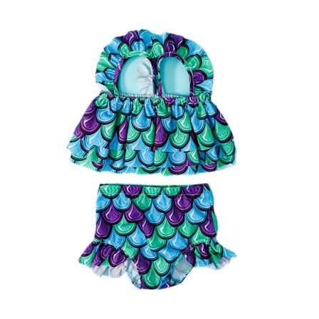 Tyttöjen uimapuku - Painettu Sling-uimapuku, kaksi osaa - Värikäs pudotus (koko 80 cm)