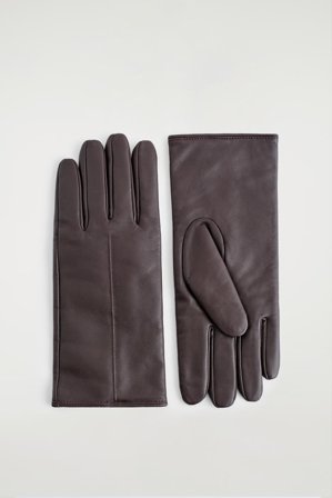 COS Cashmere-Lined Leather Gloves in Brown - Women