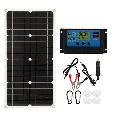 25W Solpanel IP65 Vattentät 12V 24V Adaptiv Hög Effektivitet Överladdningsskydd 30A Kontroller för Husbil Bil Båt Släpvagn