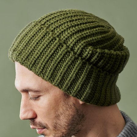 Fee Grofgebreide Olijfgroene Montagna Beanie voor mannen - Beanie mutsen