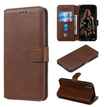 Iphone X/xs - Solid Läder Fodral - Brun Brown Brun