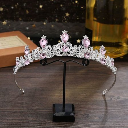 Princess Crystal Tiaras Rhinestone Hårbøyle ROSA
