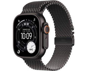 Apple Watch Ultra 3 GPS + Cellular 49mm Black Titanium Case with Black Titanium Milanese Loop - Small - Apple Watch Ultra 3 – 49mm Small