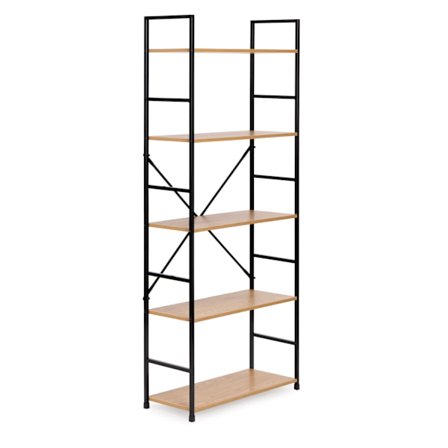 Moderne bred reol i træ LOFT 5 hylder