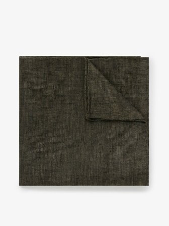 John Henric Men's Dunkelgrünes Leinen Einstecktuch Size Onesize