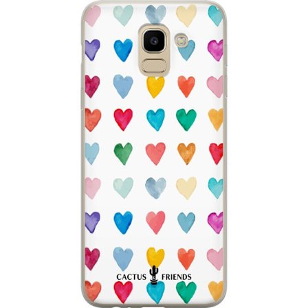 Kompatibelt Mobildeksel til Samsung Samsung Galaxy J6 Cactus and Friends - Watercolor Love Grid