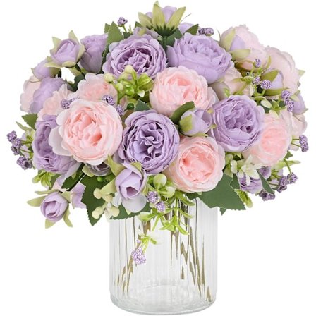 2 pakker pæoner kunstige blomster, pink-lilla kunstige pæoner, silkepæoner blomster falske pæoner kunstige blomster pæoner buket til center