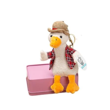 Bedårande plyschnyckelring med arktisk anka, fylld med djurfigur, nyckelringshänge, tote bag-hänge, julklappar till flickor och pojkar, röd 5,9 tum