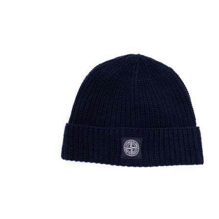 Stone Island, Beanies Blauw, Heren, Maat:ONE Size
