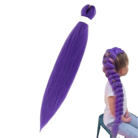 (pow yeah!) Lila Flettet Hår Forstrakt, Hestehale Lila Flettet Hår Forstrakt 20 Tommer, til Scene Fest Halloween Kostume Cosplay