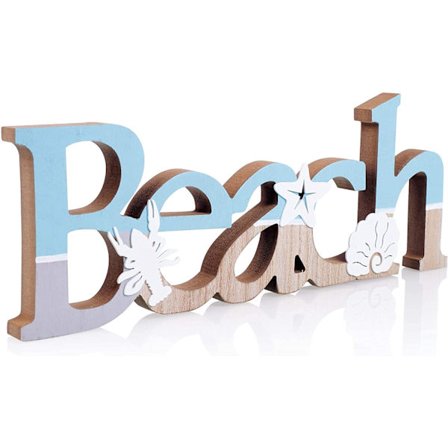 Frittstående trestrandskilt 15,5" x 6" for strandhus eller hytte