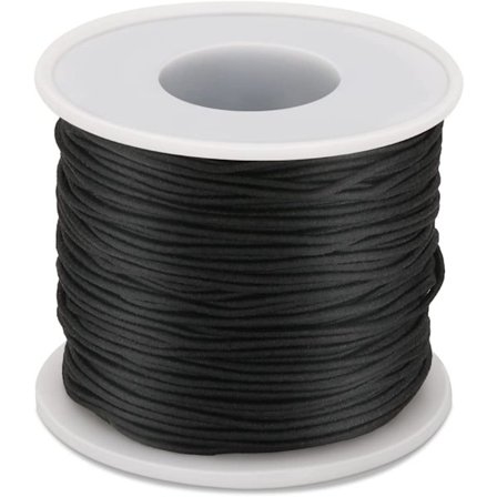 1 mm sort elastisk snor, 50 m elastisk snor for armbånd