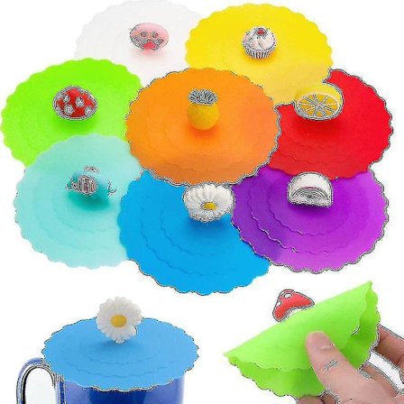 8 stk. silikone kop låg, fødevaregodkendt silikone drikkeglas låg, anti-støv glas låg (Fww)