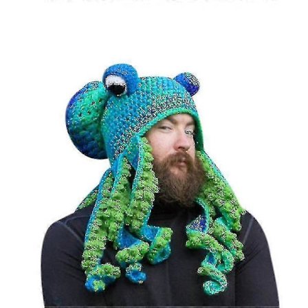 Ny 2022 Halloween Hat Blæksprutte Hat Sjov Hovedbeklædning Håndstrikket Blæksprutte Form (FMY)