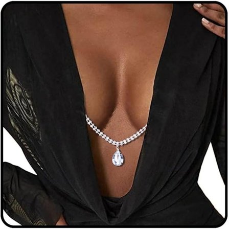 Rhinestone BH Kæde Sølv Glitrende Krystal Vedhæng Brystkæder Smykker til Kvinder