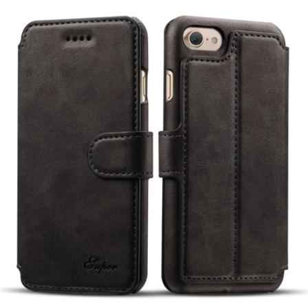 Läderfodral med plånbok i VINTAGE-Design - iPhone 6/6S Svart