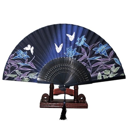 Vifte - Sommerfugler med blomster [M4] - Mørkeblå lilje