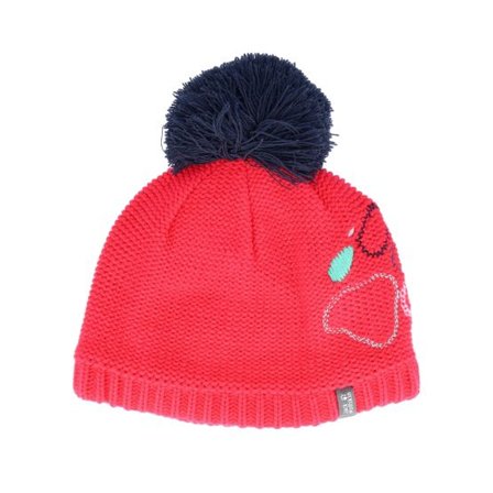 Jack Wolfskin - Rosa pom Beanie - Kids Paw Knit Cap Pink Dahlia Pom @ Hatstore
