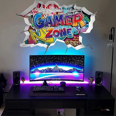 3D Gamer Vægklistermærker, Vægmærke til drengeværelse, Gamer Vægplakat Dekoration, DIY Gamer Klistermærke, Moderne Stue Dekoration Vægklistermærker, 