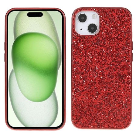 Glitter iPhone 15 skal - Röd