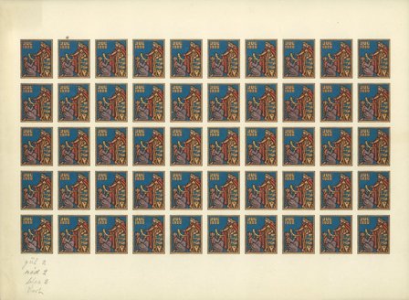 Danmark - julmärkeark 1920 - Utakket - Ufoldet