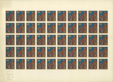 Danmark - julmärkeark 1920 - Utakket - Ufoldet
