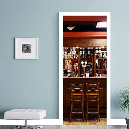 Stylef 77x200cm 3d Dør Sticker Vinkælder Foto Mural Trompe L'oeil Vægklistermærker Pvc Vandtæt Tapet Til Soveværelse Badeværelse Køkken Dekoration D