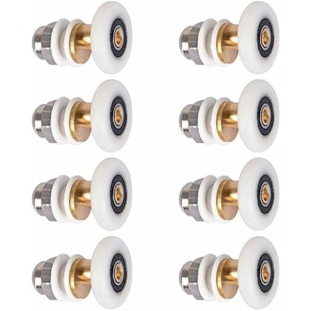 Dusjdørrull, skyvedørshjul for dusjkabinett, dørruller, erstatningshjul for rulle med hjuldiameter 27 mm, 8 stykker