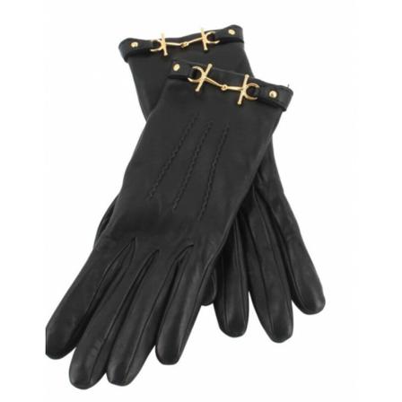 Hermès Vintage, Pre-Owned Gloves in black and cashmere lamb T.6.5 Zwart, Dames, Maat:ONE Size,voering