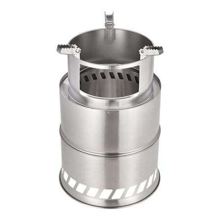 Sammenklappeligt campingkomfur i rustfrit stål, træfyret komfur, bærbart backpacking-komfur til udendørs vandreture, picnic, grill S