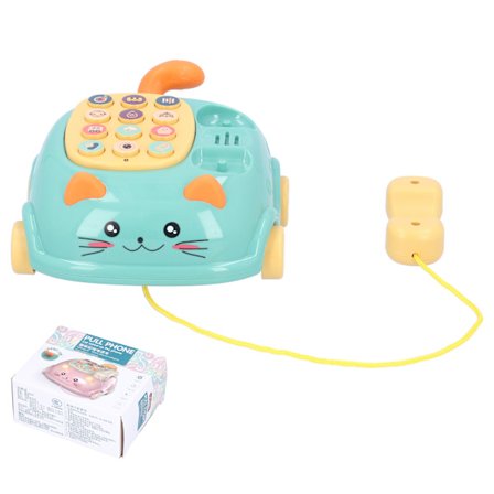 Baby Mobiltelefon Leksak Multifunktionell Cartoon Simulerad Telefon Dra Fast Telefon för Barn